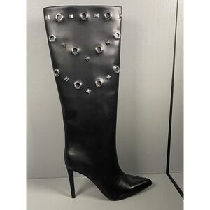 INC International Concepts Boots Womens Size 7.5 Black SAIQAP Studded Knee High